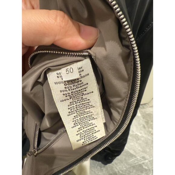 Hermes Mens Black Satin Bomber Jacket With Zippered Pockets & Ribbed Collar/Cuff - Picture 7 of 12